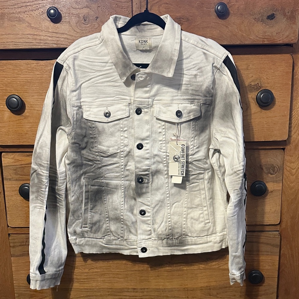 KDNK White and Black Denim Jacket Size L